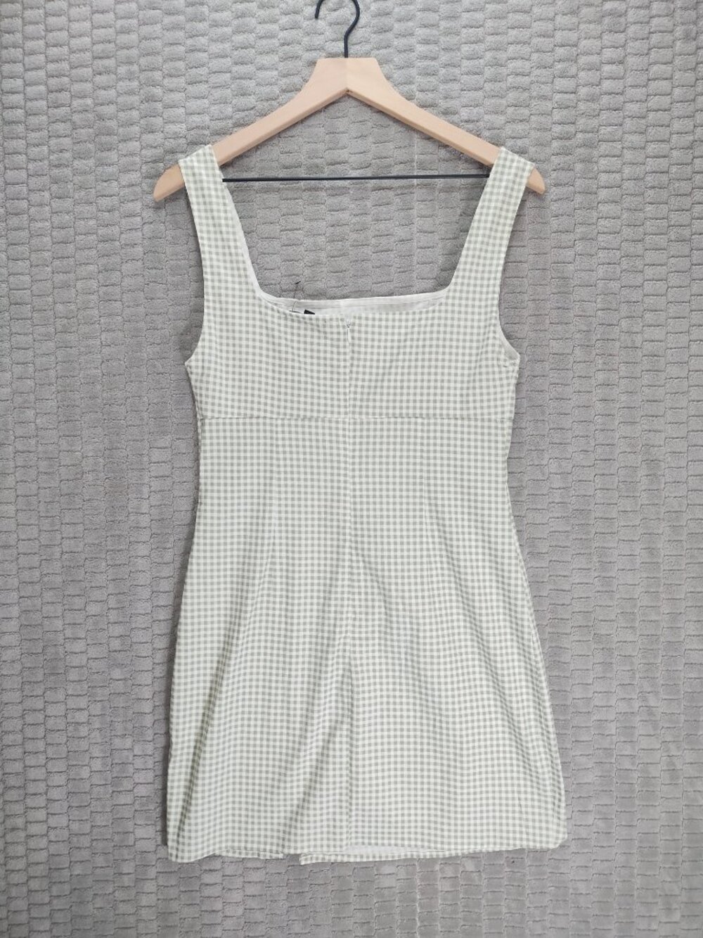 NWT Lulus Happy Chance Sage Green Gingham Square Neck Mini Dress-Sz M - Picture 9 of 13